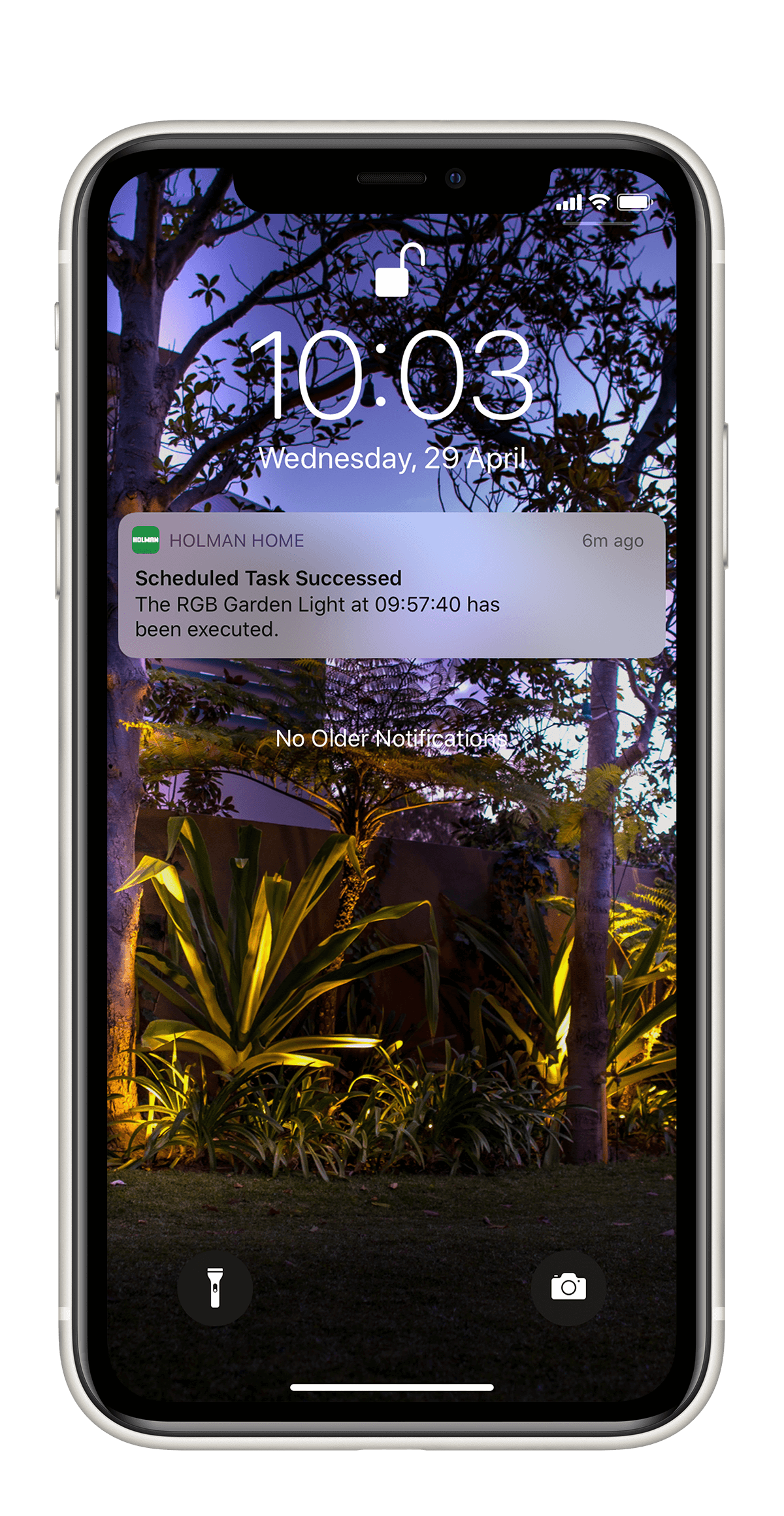 wifi garden light controller notifications