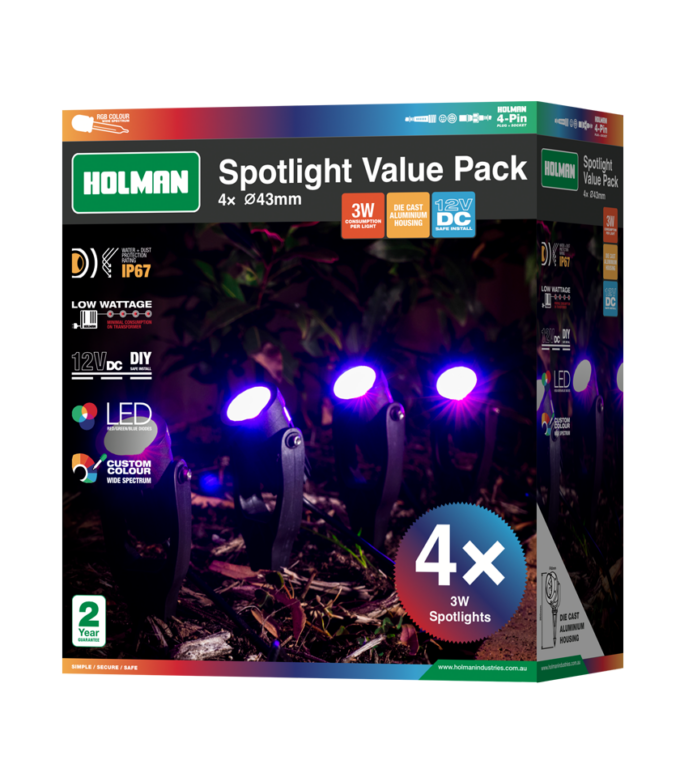 Garden Lights - 43mm RGB Colour Spotlight Value Pack