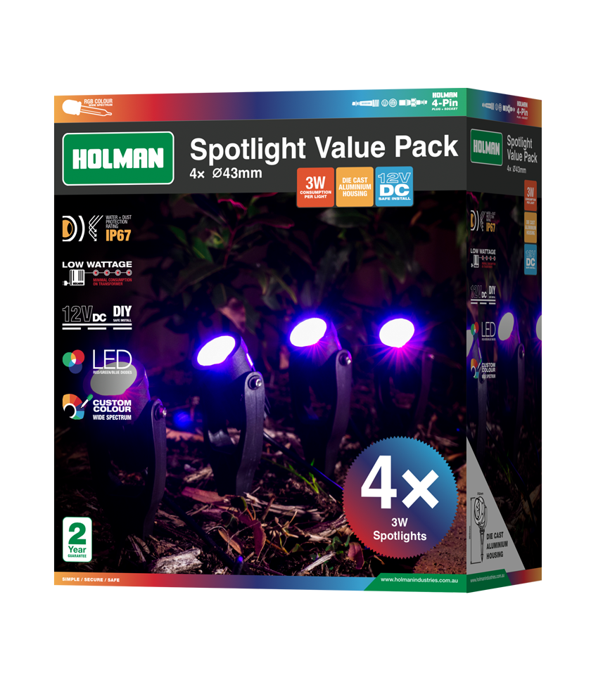 Garden Lights - 43mm RGB Colour Spotlight Value Pack