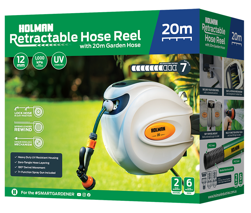 1120H_Retractable_Hose_Reel_20m_Box Holman Retractable Hose Reel with 20 meter Garden Hose