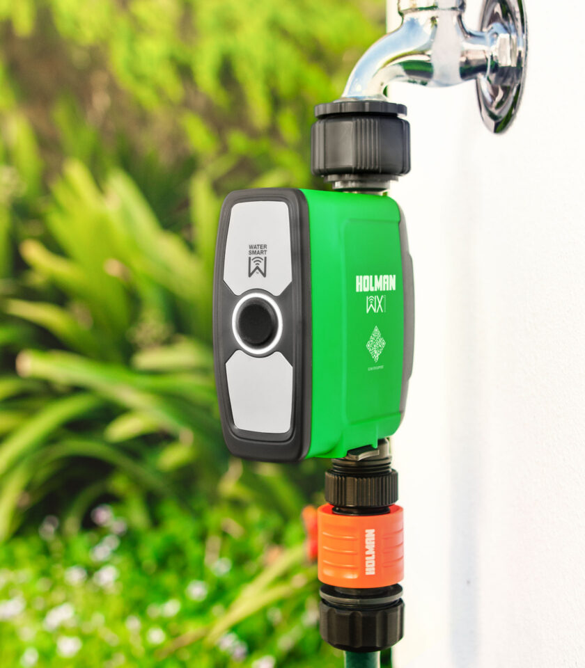WX1TH_lifestyle Holman WX1 Wi-Fi Tap Timer installed on tap outlet