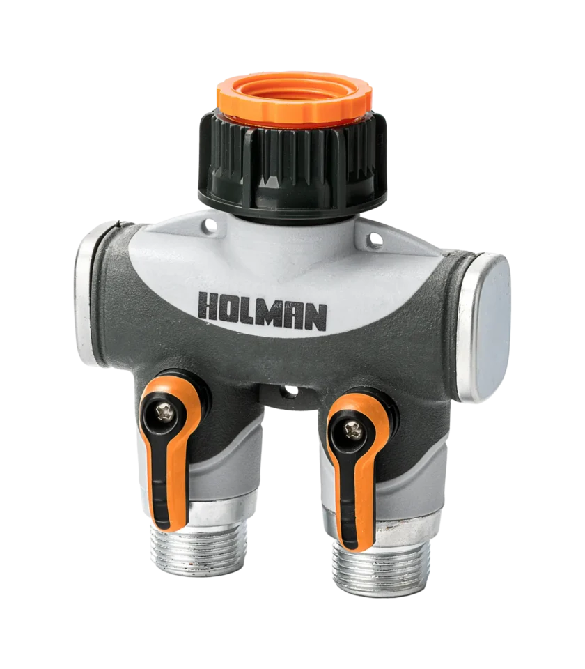 3707H_Cutout Holman Rubber Coated Metal 2 Way Tap Outlet/Manifold