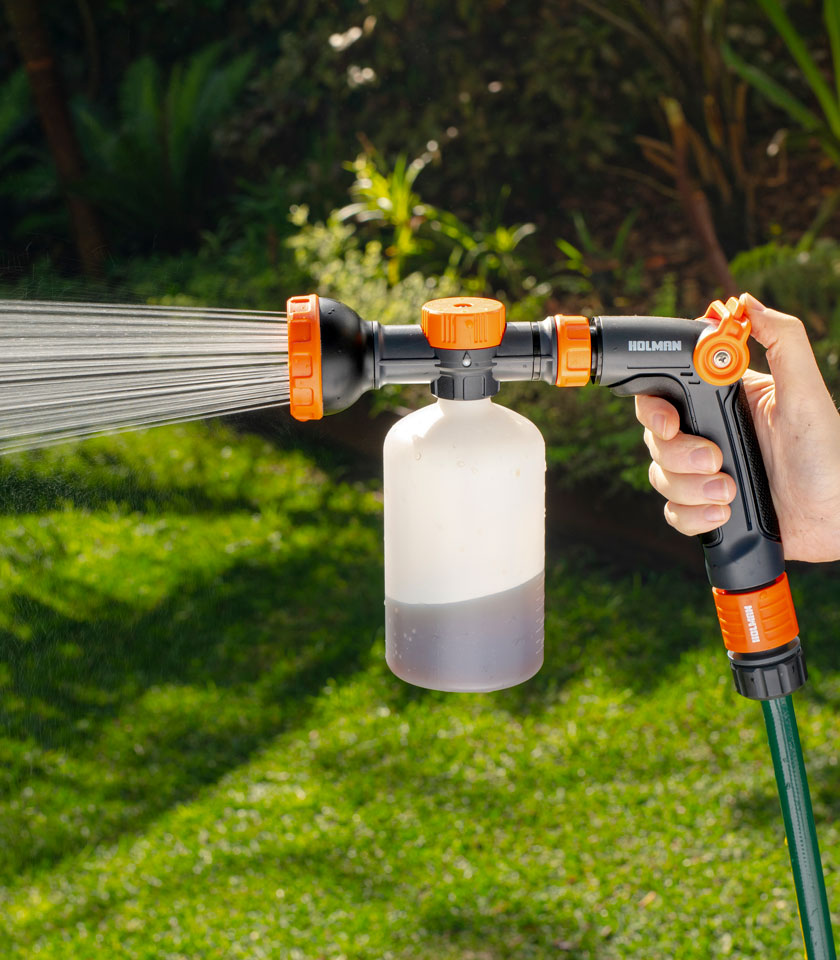 Garden Hose Attachment Spray Gun Nozzle With Reservoir For Soap