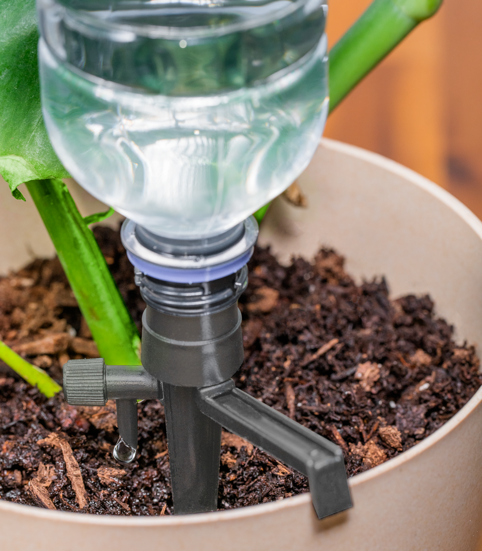 Indoor Drip Spike with water bottle connected watering potted plant