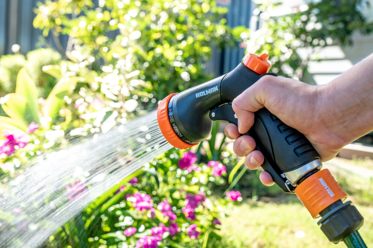 Watering flower garden with multi function spray gun