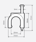 19mm saddle clip with masonry nail tech drawing