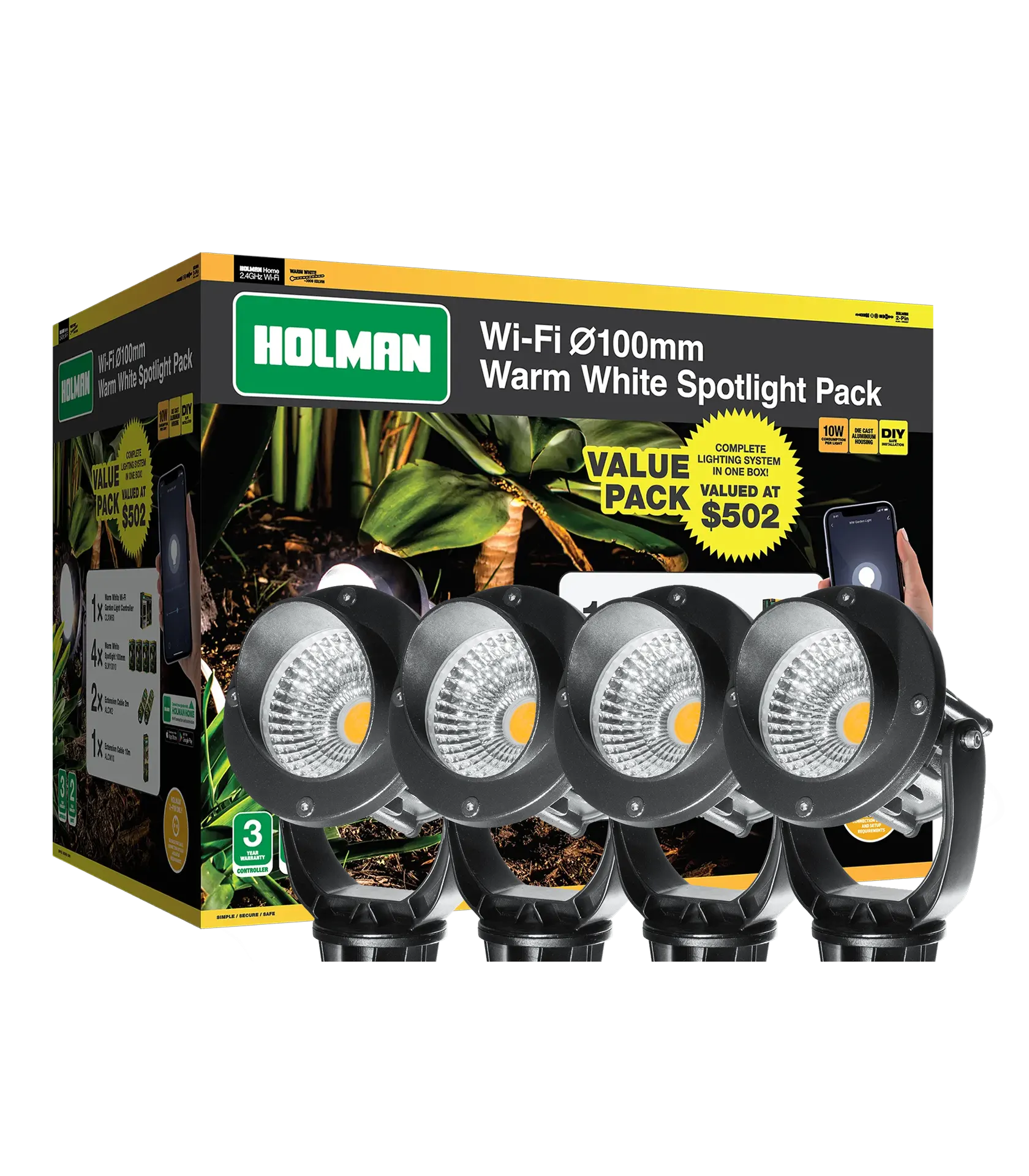 100mm_Wi-Fi_Warm_White_Spotlight_Value_Pack_2 100mm Warm White Spotlight Value Pack