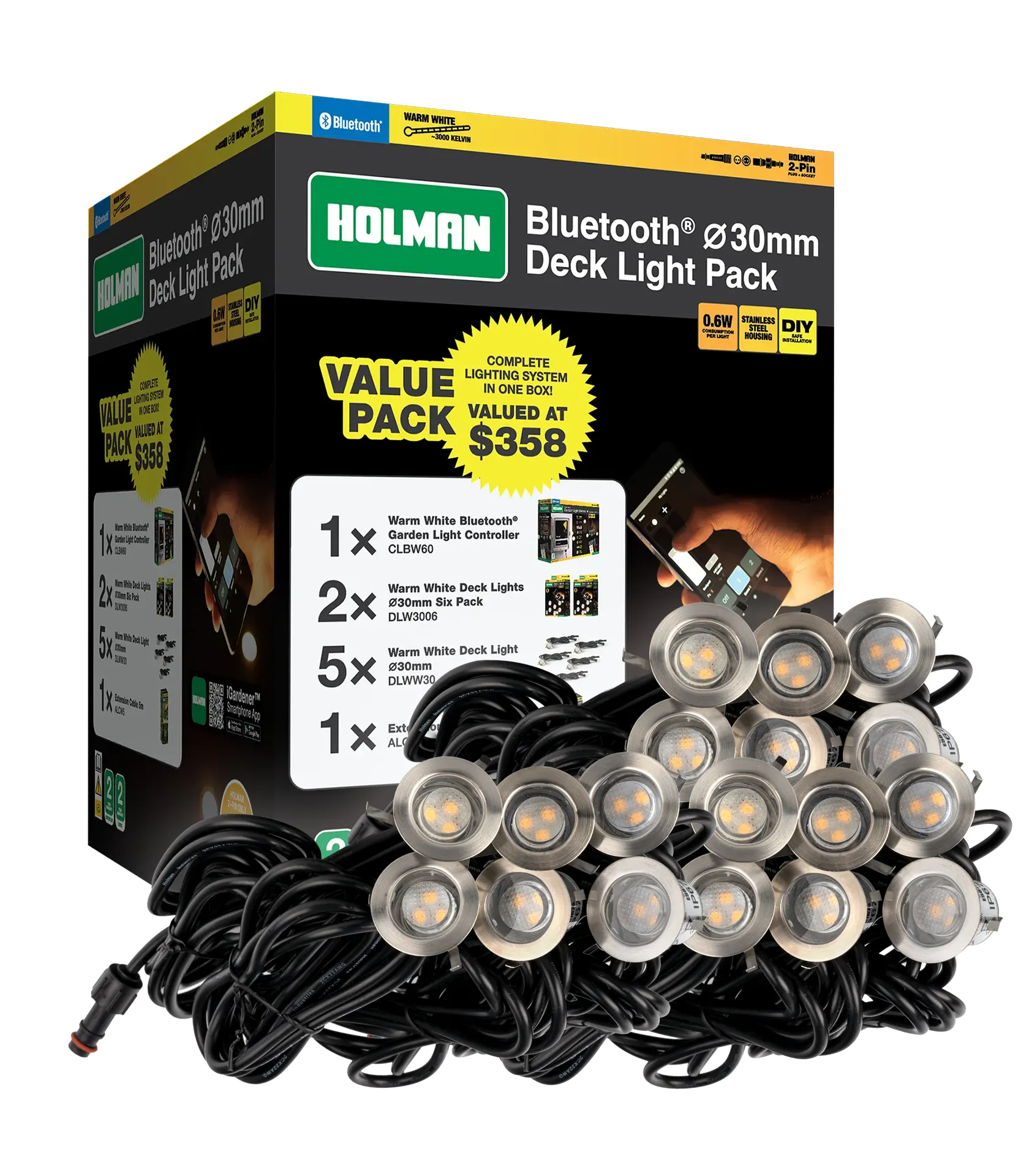 30mm_Bluetooth_Warm_White_Deck_Light_Value_Pack_2 30mm Warm White Deck Light Value Pack