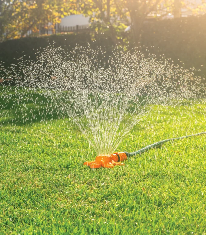 Holman Flower Sprinkler watering lawn