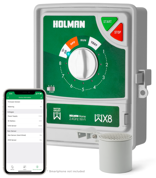 WX8 WiFi Irrigation Controller with EVIE Sensor Holman Industries